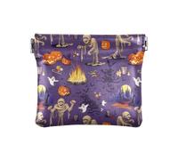 Amooorous Petit sac à main en cuir coloré avec motif citrouilles momies château coloré Happy Halloween pour femmes, garçons et filles, Motif citrouilles momies château coloré joyeux Halloween, 1 size