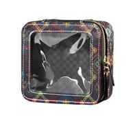 Amooorous Petite trousse de maquillage transparente avec fermeture éclair et motif floral vintage coloré pour femme, Motifs floraux vintage bohèmes colorés, 1 size