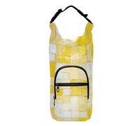 Amooorous Porte-bouteille d'eau carré jaune et blanc texturé texturé avec sangle pour bouteille d'eau légère et isolée avec sangle, convient aux bouteilles de 590 ml, 680,4 g, 946,2 g, 1284 g