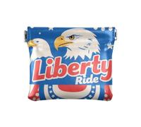 Amooorous Porte-monnaie en cuir avec fermoir pour femme Motif oiseau noir 4 juillet, 4th of July Independence Day Black Bird Liberty Ride, 1 size