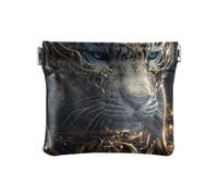 Amooorous Porte-monnaie en cuir avec fermoir pour femme Motif Tigres féroces Noir/doré, Tigres féroces en or noir, 1 size