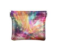 Amooorous Porte-monnaie en cuir coloré avec fermoir pour femme Motif rivière d'étoiles, Colorful Fantasy River of Stars, 1 size
