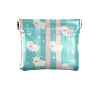 Amooorous Porte-monnaie en cuir imperméable à rayures bleues et roses pour femme, Motif agneau bleu et rayures roses, 1 size