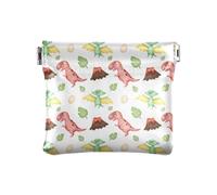 Amooorous Porte-monnaie en cuir imperméable avec motif dinosaure rouge avec volcan pour femmes et filles, Dinosaure rouge avec volcan, 1 size