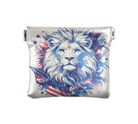 Amooorous Porte-monnaie en cuir imperméable pour femme Motif lion du 4 juillet, dessin animé lion 4th of juillet Independence Day, 1 size