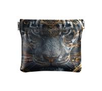 Amooorous Porte-monnaie en cuir noir doré avec motif tigre féroce pour homme et femme, Tigres féroces en or noir, 1 size