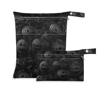 Amooorous Pure Black Evil Lot de 2 sacs anti-désordre en forme de citrouille d'Halloween pour les couches de bébé, les essentiels de voyage pour voler avec poignées pour les couches de bébé, le yoga
