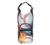 Amooorous Red Flame Sac de transport pour bouteille d'eau de baseball avec poche pour téléphone portable - Manchon isotherme réglable pour bouteille d'eau de randonnée - Convient aux bouteilles de 590