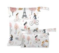 Amooorous Romantique Paris Tower Ride Lot de 2 sacs à langer lavables avec poignées pour piscine, plage