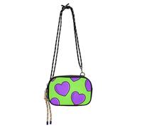 Amooorous Sac à bandoulière antivol motif cœur vert fluo pour homme avec fentes pour cartes de crédit, sac à bandoulière, date carteras para mujer elegantes