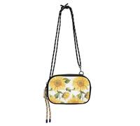 Amooorous Sac à bandoulière minimaliste d'été tournesol floral noir pour femme mode avec sangle réglable sacs à main à bandoulière pour femme date carteras de mano para mujer