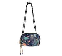 Amooorous Sac à bandoulière noir avec illustration de poisson sur le thème de l'océan pour femmes, pratiques avec emplacements pour cartes de crédit, petits sacs à main, date carteras para mujer