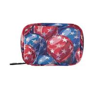 Amooorous Sac à médicaments de voyage avec ballons avec éléments du drapeau américain avec compartiments amovibles et pilulier grand pour sac à main