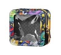 Amooorous Sac de rangement transparent pour maquillage - Motif monstres mignons - Motif aliens de l'espace, Monstres mignons dessin animé extraterrestres de l'espace, 1 size