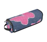 Amooorous Sac de voyage pour outils de cheveux avec tapis résistant à la chaleur, imperméable, organiseur de voyage pour fer à friser, fer à lisser, sèche-cheveux plat, imprimé denim, pêche, papillon,