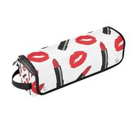Amooorous Sac de voyage pour outils de coiffure pour femme avec tapis de fer, grand étui de voyage pour fer à lisser, fer à friser, rouge à lèvres et rouge à lèvres pour femme, Red Kiss and Lipstick,