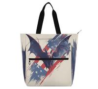 Amooorous Sac fourre-tout décoratif mignon pour enfants et adultes, motif vampire en colère de dessin animé du 4 juillet, jour de l'indépendance, résistant à l'eau, réutilisable, sac d'épicerie avec