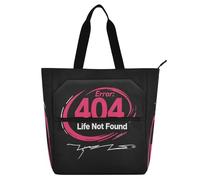 Amooorous Sac fourre-tout décoratif pour enfants et adultes, 404 Error Life Not Found Style rock, sac fourre-tout imperméable réutilisable avec fermeture éclair pour l'école, le shopping, la plage