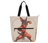 Amooorous Sac fourre-tout décoratif pour enfants, garçons et filles, dessin animé mignon chien Kung Fu cool robuste sac à main réutilisable pour l'école et les jeux arc-en-ciel dela para