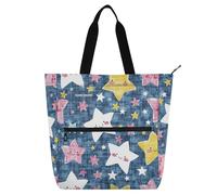 Amooorous Sac fourre-tout décoratif pour enfants, garçons et filles, motif étoiles de bons rêves, sac fourre-tout léger réutilisable avec fermeture éclair pour l'école et les jeux, arc-en-ciel para