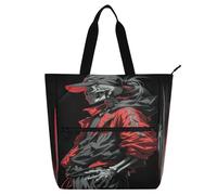 Amooorous Sac fourre-tout décoratif pour enfants, garçons et filles, motif squelette humain, graffiti, rouge et noir, résistant à l'eau, sac à main réutilisable avec fermeture éclair pour l'école et