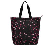 Amooorous Sac fourre-tout décoratif pour garçons et filles, adultes, motif amour romantique rose pour la Saint-Valentin, sac d'épicerie réutilisable avec fermeture éclair pour l'école et les jeux