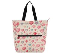 Amooorous Sac fourre-tout décoratif pour garçons et filles, adultes, rose romantique, bijou d'amour, grand sac fourre-tout robuste pour enseignant, sac fourre-tout pour l'école, le shopping, les