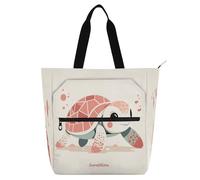 Amooorous Sac fourre-tout décoratif pour livres pour garçons et filles, adultes, tortue de dessin animé, grand sac fourre-tout de bibliothèque, sac fourre-tout avec poches pour l'école, le shopping