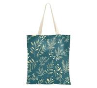 Amooorous Sac fourre-tout en toile pour ordinateur portable avec poignées - Motif feuilles vertes