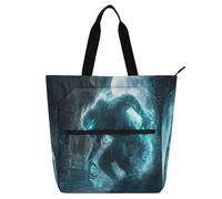 Amooorous Sacs fourre-tout décoratifs pour enfants, femmes, hommes, monstre maléfique à paillettes, sac fourre-tout robuste pour bibliothèque, sac fourre-tout avec poches pour l'école, le shopping