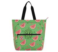 Amooorous Sacs fourre-tout décoratifs pour enfants, garçons et filles, dessin animé, motif pastèque rouge, robuste, réutilisable, sac d'épicerie pour l'école et les jeux, arc-en-ciel bolsa dela para