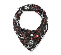 Amooorous Scary Witch Black Halloween Square Silk Head Scarf Hijab Cute Silk Scarf for Women Hair Wrap for Christmas Scarf Bufanda Para Mujer Elegant