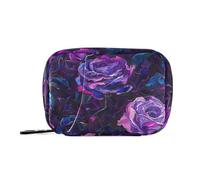 Amooorous Stéréo Roses Violet foncé 3D Style stéréoscopique Sac de voyage avec compartiments détachables Pilulier hebdomadaire portable pour sac à main, Roses stéréoscopiques, violet foncé, style