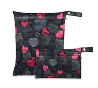 Amooorous Stone Texture Valentine Lot de 2 grands sacs imperméables pour maillot de bain avec poignées pour la gym, le yoga Noir