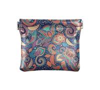 Amooorous Style ethnique Paisley Fleur de cajou Fleur Jambon Tatouage Porte-Monnaie en Cuir Femme Portable Mini Trousse Cosmétique pour Filles Dames Sac à Main, Tatouage au jambon de style ethnique