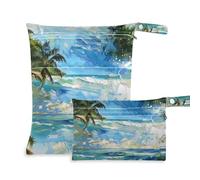 Amooorous Summer Beach Blue Sea Beautiful Sunshine Green Cocotiers Wave Surf Lot de 2 sacs de voyage essentiels pour bébé avec poignées pour la plage, les voyages