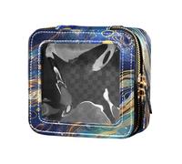 Amooorous Surrealism A Vast River Of Blue and Gold Stars Trousse de toilette transparente avec fermeture éclair pour voyage, surréalisme Une vaste rivière d'étoiles bleues et dorées, 1 size