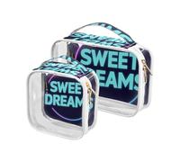 Amooorous Sweet Dreams Lot de 2 trousses de toilette décoratives transparentes approuvées par la TSA pour homme, Sweet Dreams, 1 size