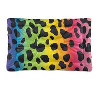 Amooorous Tapis de couchage lavable pour animal domestique chic imprimé léopard arc-en-ciel doux et confortable avec dessous antidérapant pour chiens de taille moyenne et grande 91,4 x 61 cm