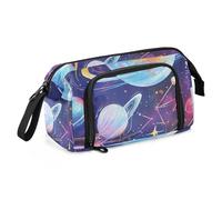 Amooorous Trousse à crayons de grande capacité avec fermeture éclair avec fente pour adultes et filles, pour lycée, surréalisme, planète cosmique colorée