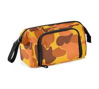 Amooorous Trousse à crayons de grande capacité avec fermeture éclair portable extra large pour adolescent élémentaire orange camouflage