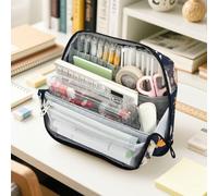 Amooorous Trousse à crayons de grande capacité avec motif de schnauzer gris de dessin animé mignon et fleurs de schnauzer - Organiseur de bureau fin pour école préparatoire - Pour école maternelle