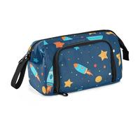 Amooorous Trousse à crayons de grande capacité pour enfants avec poignée, trousse à crayons pour maquillage, pour homme, maternelle, dessin animé, espace coloré, galaxie