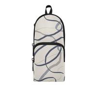 Amooorous Trousse à crayons kaki à rayures simples en nylon 3 compartiments pour enfants études et trousse de rangement multifonctionnelle pour papeterie pour adolescents université 1600 ml