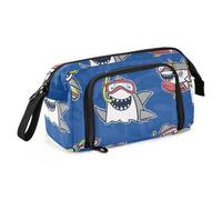 Amooorous Trousse à crayons portable de grande capacité avec fermeture éclair pour enfants, poissons élémentaires, mer, plongée sous-marine