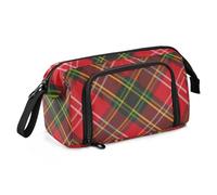 Amooorous Trousse à crayons portable de grande capacité pour adolescents, garçons, bureau, motif tartan joyeux Noël