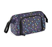 Amooorous Trousse à crayons triangles colorés fluo de grande capacité avec poignée pour homme élémentaire