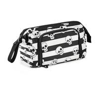 Amooorous Trousse à crayons vintage noire et blanche de grande capacité avec fente pour adolescents garçons élémentaire