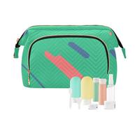 Amooorous Trousse de maquillage avec motifs abstraits, rose, bleu, blanc, trousse de voyage, trousse de maquillage pour organisateur de cosmétiques, Motifs abstraits roses, bleus et blancs, 1 size