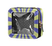 Amooorous Trousse de maquillage transparente bleu-jaune brillant pour sac à main, sacs de voyage pour articles de toilette, vernis à ongles, sac organisateur pour voler, Brillance bleu-jaune, 1 size